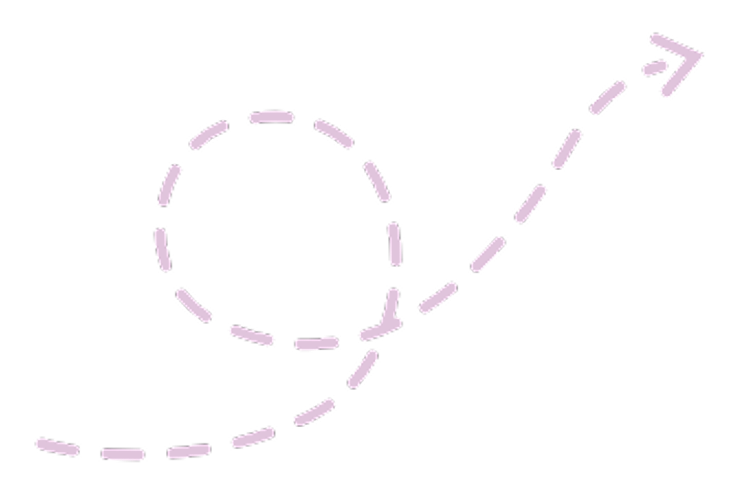 Lilac dashed line arrow graphic